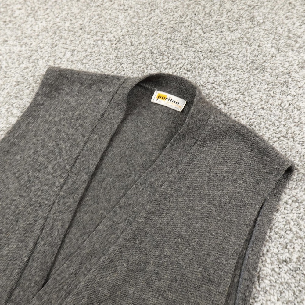 VTG Puritan Sweater Vest Mens XL Gray Wool Cardigan Button Front Knit Grandpa